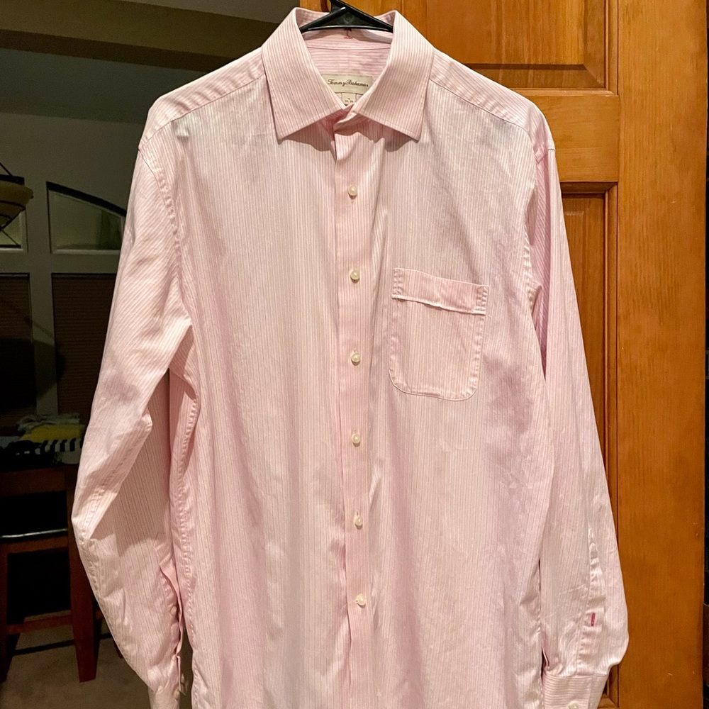 Sz 16 34/35 Tommy Bahama Pink Shirt Cotton